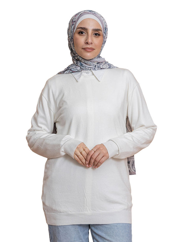 Off-White Round Knit Pullover